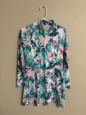 Tommy Bahama Golf Tennis Athletic Dress Size Small Floral Long Sleeve Tropical